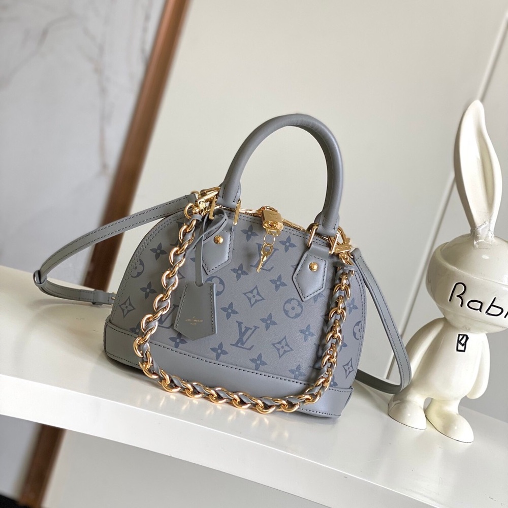 Louis Vuitton Alma BB Grey Leather Shell Bag